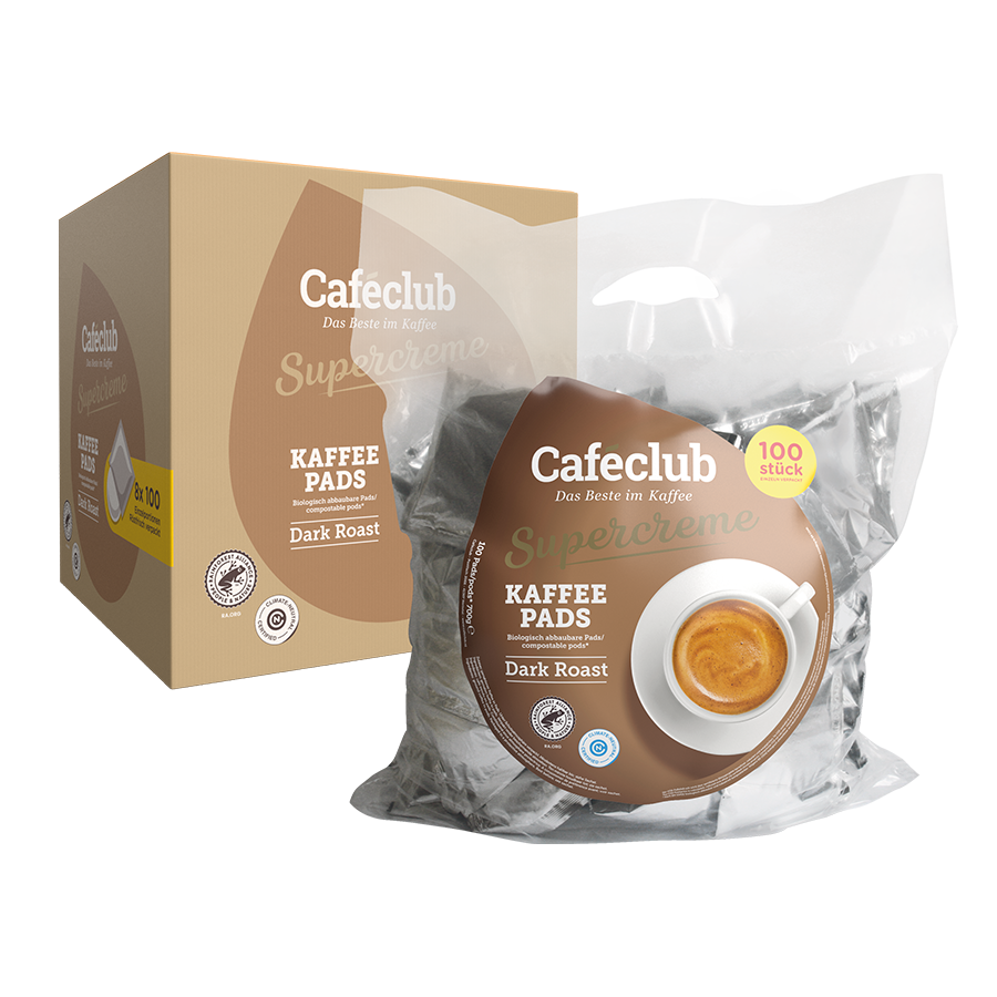 Cafeclub Megabeutel Supercreme Kaffeepads (8 x 100 Pads) Dark Roast