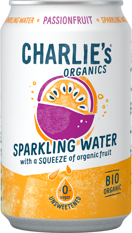 Charlie's Organic Sparkling Water Passionfruit (12 x 0,33 Liter Dosen NL)