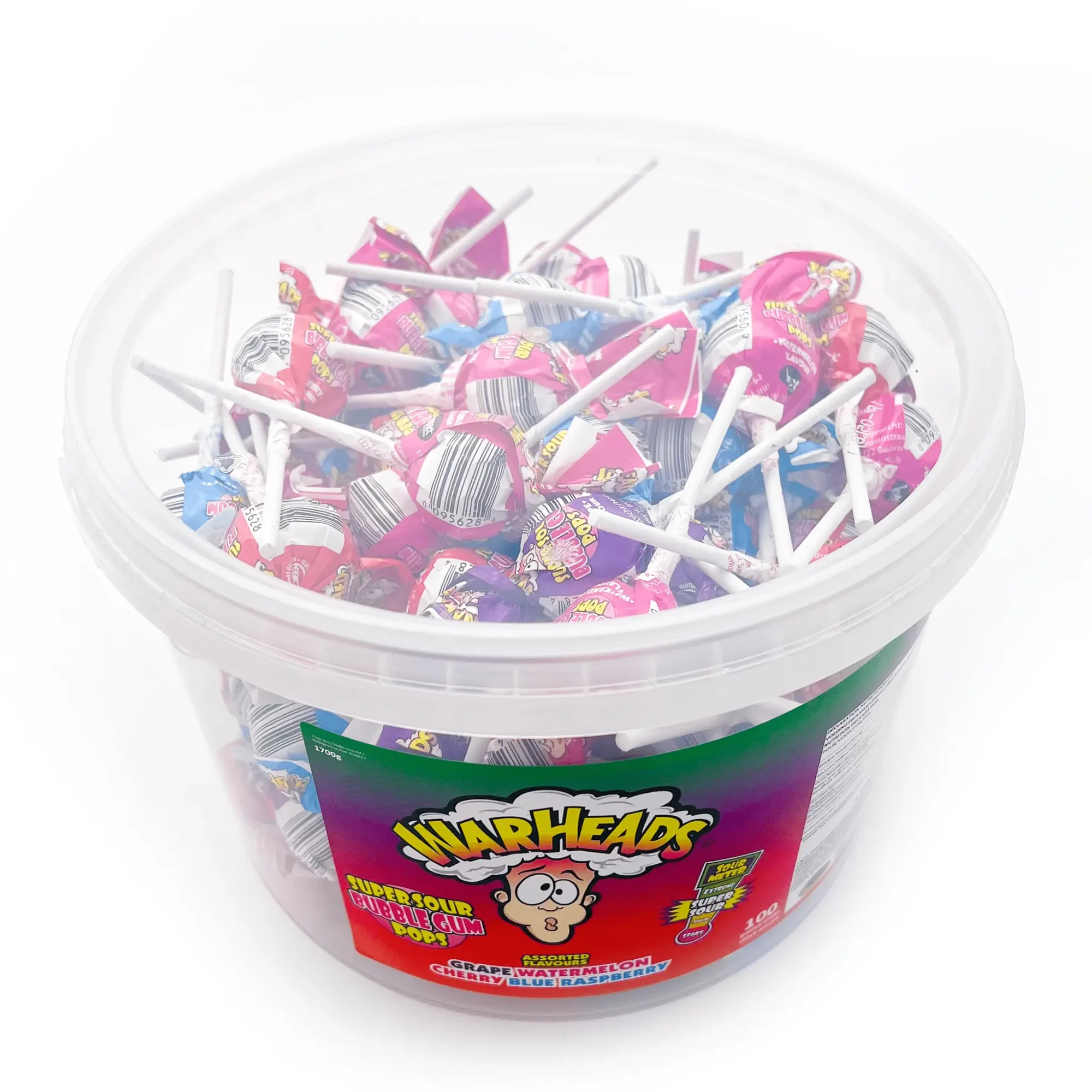 Warheads Super Sour Bubblegum Pops (100 Stück) USA-Import