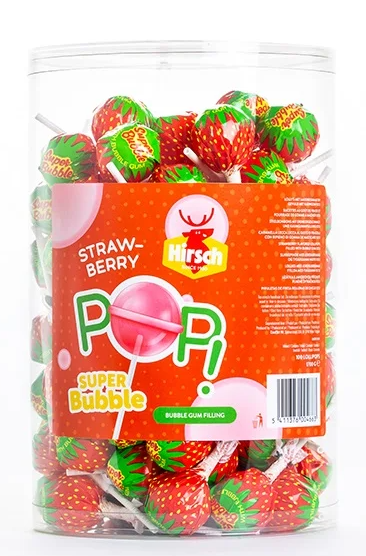 Hirsch Super Bubble Lolly Strawberry (100 St.)