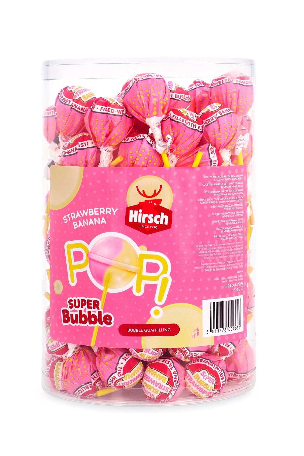 Hirsch Super Bubble Lolly Strawberry/Banana (100 St.)