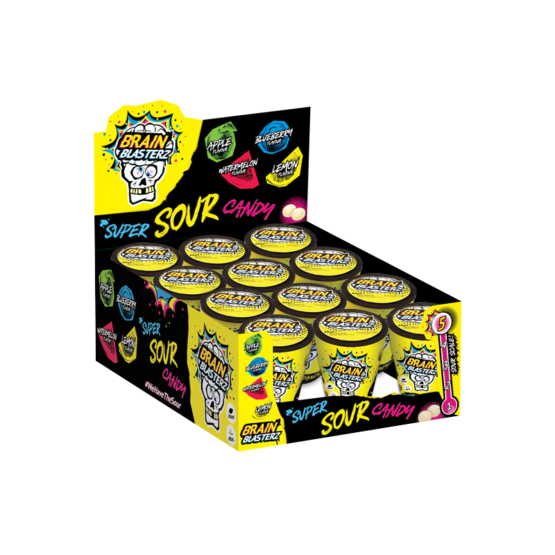 Brain Blasterz Hard Sour Candy Tub (12 x 48 Gr. UK)