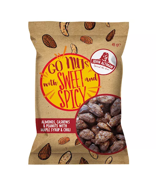 John Altman Maple Syrup Chili Nuts (12 x 45g)