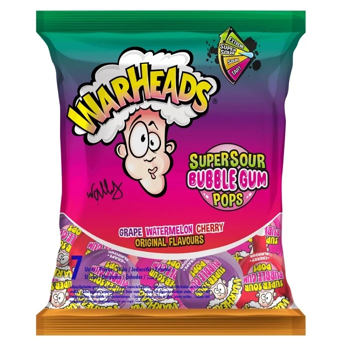 Warheads Super Sour Bubblegum Pops (22 x 105g) USA-Import