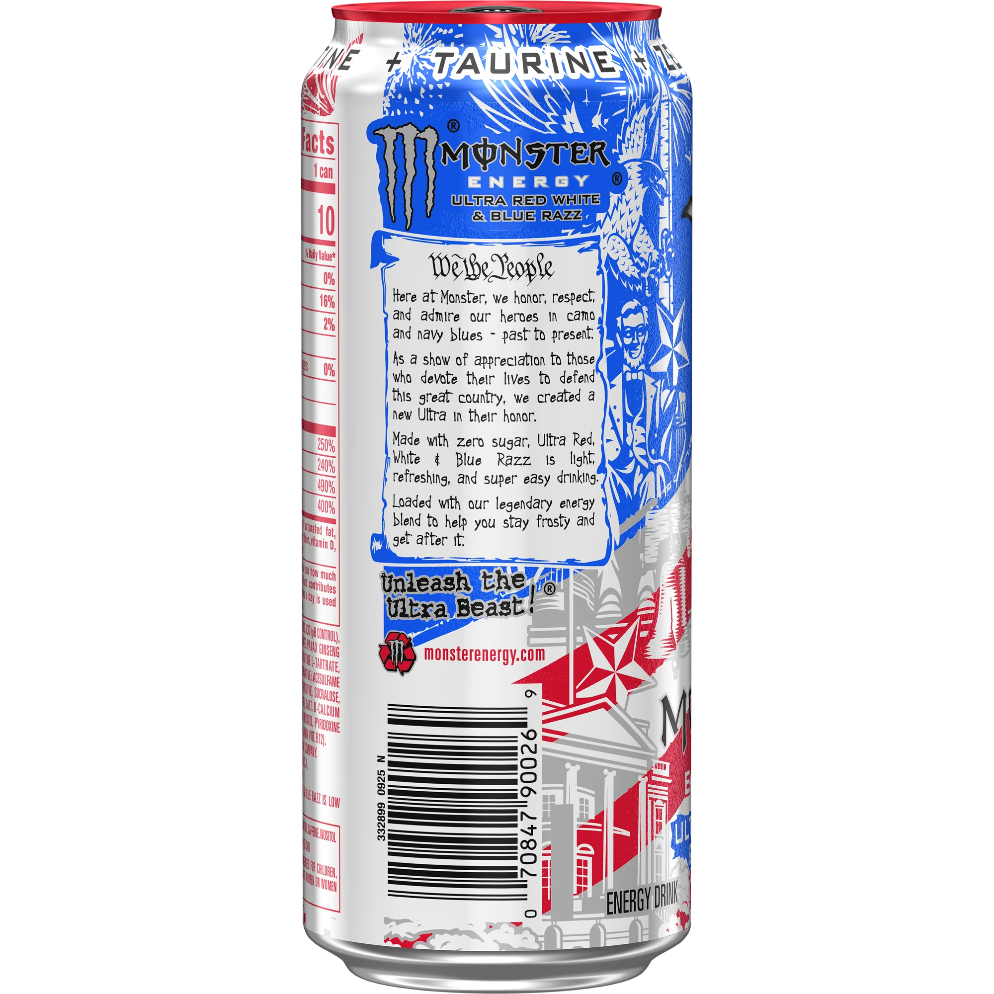 Monster Energy Ultra Red White & Blue Razz (24 x 0,473 Liter Dosen USA)